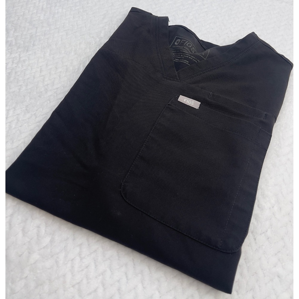 FIGS Technical Collection Black‎ V Neck Scrub Top Women's Size Small